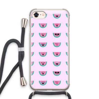 Smiley watermeloenprint: iPhone 7 Transparant Hoesje met koord