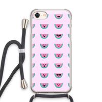 Smiley watermeloenprint: iPhone 7 Transparant Hoesje met koord