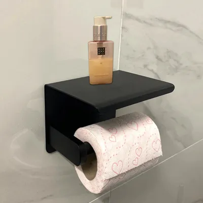 SmartHold Luxe - Aluminium Toiletrolhouder met Telefoonplankje