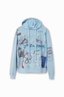 Sweatshirt met capuchon en collage - BLUE - M