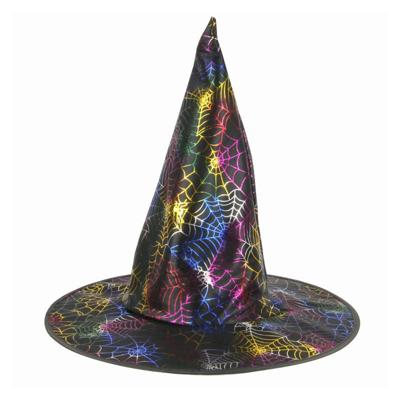 Kinder heksenhoed met gekleurde spinnen - zwart - Halloween verkleed hoeden