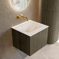 Badmeubel Mondiaz Kurve-Dlux | 50 cm cm | Meubelkleur Shadow | Wastafelkleur Frappe | Solid surface | Wasbak midden spoelbak | Zonder kraangat(en)
