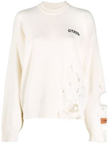 Heron Preston sweat en laine vierge à finitions effilochées - Blanc