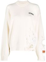 Heron Preston sweat en laine vierge à finitions effilochées - Blanc