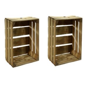 2x Gebruikte houten fruitkisten 30 x 50 x 40 cm