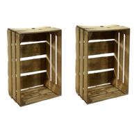 2x Gebruikte houten fruitkisten 30 x 50 x 40 cm