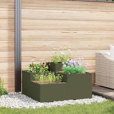 Tuin Bloempot Olijfgroen 100 x 100 x 48 cm Staal