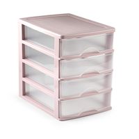 Organizer ladeblokje 4-lades roze/transparant 35 x 27 x 35 cm van plastic - thumbnail