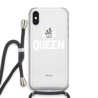 Queen zwart: iPhone XS Transparant Hoesje met koord