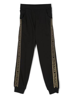 Balmain Kids pantalon de jogging à logo brodé - Noir