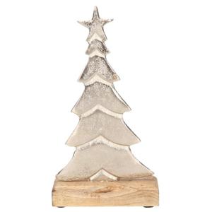 Kerstdecoratie - kerstboom - beeld - 24 cm - zilver - houten voet