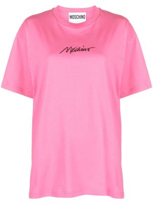Moschino t-shirt en coton à logo brodé - Rose