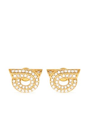 Ferragamo boucles d'oreilles Gancini à ornements strassés
