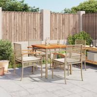 5-delige Tuinset met kussens poly rattan beige