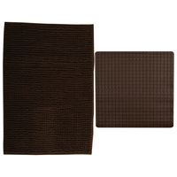 MSV Douche anti-slip mat en droogloop mat - Sevilla badkamer set - rubber/microvezel - bruin