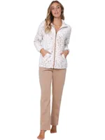 Pastunette Teddy Huispak Dames Fleece -Animal - Beige pyjama pak met rits - Warm - Copy