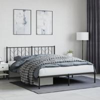 Bedframe met hoofdbord metaal zwart 160x200 cm