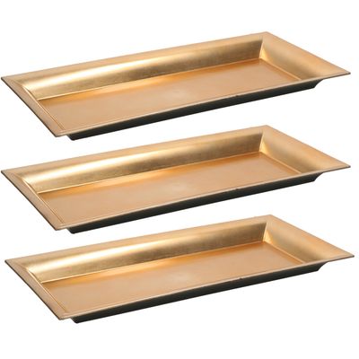 3x stuks kaarsenborden/plateaus goud 36 cm rechthoekig