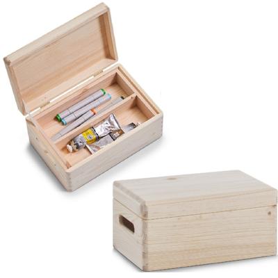 Kistje - 2x - met deksel - 30 x 20 cm - hout - met inzet tray en vakverdeling