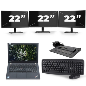 Lenovo ThinkPad T470 - Intel Core i5-6e Generatie - 14 inch - 8GB RAM - 256GB SSD - Windows 11 + 3x 22 inch Monitor