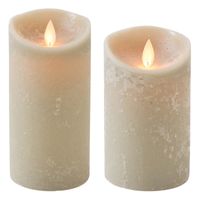 Set van 2x stuks Taupe Led kaarsen met bewegende vlam - thumbnail