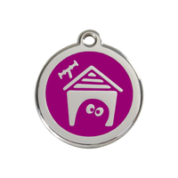 Dog House Purple roestvrijstalen hondenpenning medium/gemiddeld dia. 3 cm - RedDingo