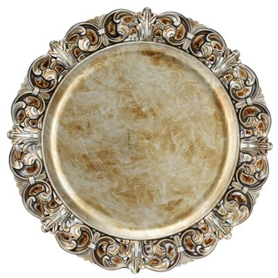 1x Ronde kaarsenborden/onderborden champagne kunststof D36 cm