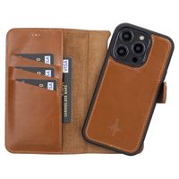 NorthLife - iPhone 14 Pro - Lederen Afneembare 2-in-1 bookcase hoes - Cognac - thumbnail