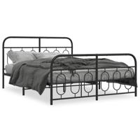 Bedframe met hoofd- en voeteneinde metaal zwart 140x190 cm - thumbnail