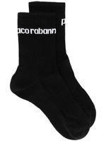 Rabanne chaussettes en maille nervurée à logo - Noir