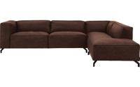 Goossens Bank Calvin bruin, micro leer, 3,5-zits, modern design met ligelement rechts
