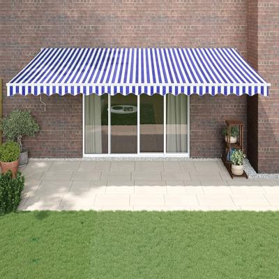 Luifel automatisch uitschuifbaar 5x3 m blauw en wit