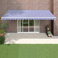 Luifel automatisch uitschuifbaar 5x3 m blauw en wit