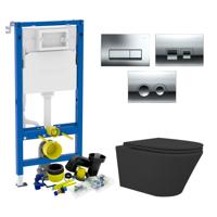 Geberit up100 Toiletset Vesta Tornado Flush Rimless | Met Zitting | Mat Zwart | Delta Drukplaat