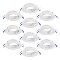 Set van 10 Balos GU10 Inbouwspot armaturen IP20 Kantelbaar wit
