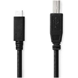 USB-Kabel | USB 2.0 | USB-C© Male | USB-B Male | 480 Mbps | Vernikkeld | 2.0 m | Rond | PVC | Zwar