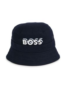 BOSS Kidswear bob en coton à logo imprimé - Bleu