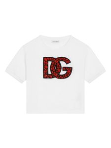 Dolce & Gabbana Kids t-shirt en coton à ornements en cristal - Blanc