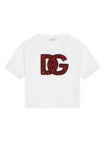 Dolce & Gabbana Kids t-shirt en coton à ornements en cristal - Blanc