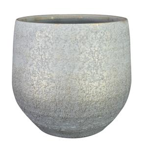 Plantenpot - keramiek - metallic zilvergrijs/gold finish - 32x30cm