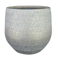 Plantenpot - keramiek - metallic zilvergrijs/gold finish - 32x30cm