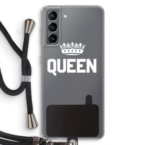 Queen zwart: Samsung Galaxy S21 Transparant Hoesje met koord