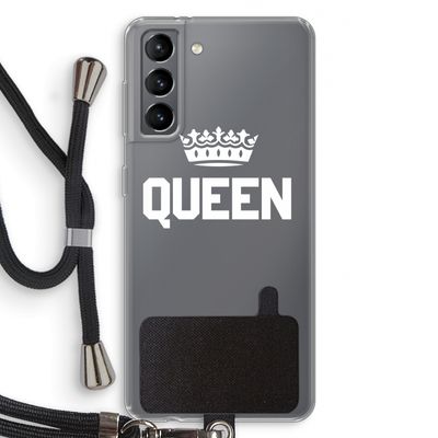 Queen zwart: Samsung Galaxy S21 Transparant Hoesje met koord