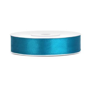 1x Hobby/decoratie turquoiseblauw satijnen sierlinten 1,2 cm/12 mm x 25 meter