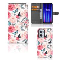 OnePlus Nord CE 2 Hoesje Butterfly Roses OnePlus Nord CE 2 Hoesje Butterfly Roses