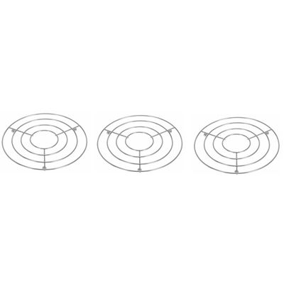 3x Pannenonderzetters rond verchroomd metaal 24 x 19 cm