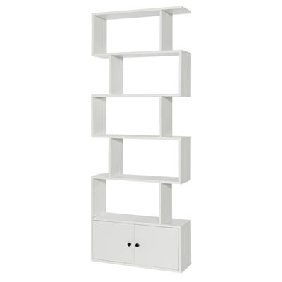 Boekenplank 6-Laags S-vormige Boekenkast Decoratieve Opbergplanken 70 x 23 x 183 cm Wit