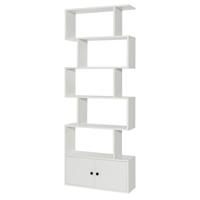Boekenplank 6-Laags S-vormige Boekenkast Decoratieve Opbergplanken 70 x 23 x 183 cm Wit