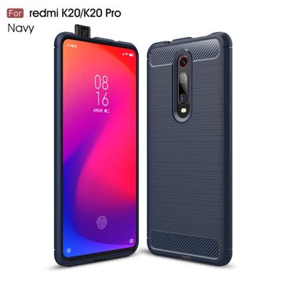 Geborsteld textuur koolstofvezel TPU Case voor Xiamo Redmi K20/K20 Pro (marineblauw)