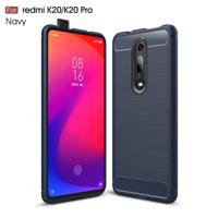 Geborsteld textuur koolstofvezel TPU Case voor Xiamo Redmi K20/K20 Pro (marineblauw)